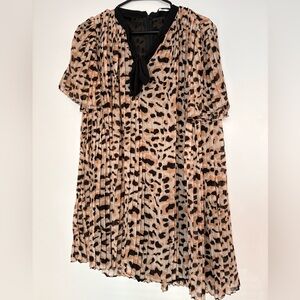 Animal Print Pleated Romper